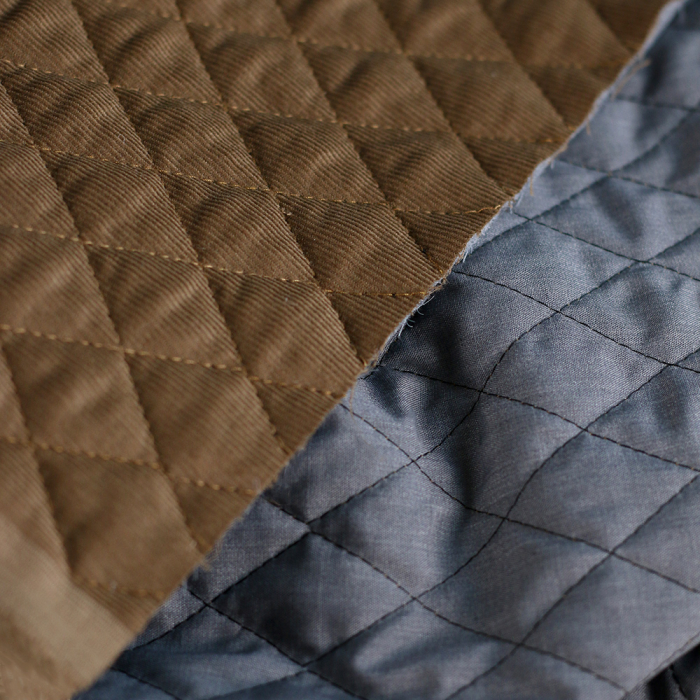 Tissu matelassé velours milleraies coton organique camel