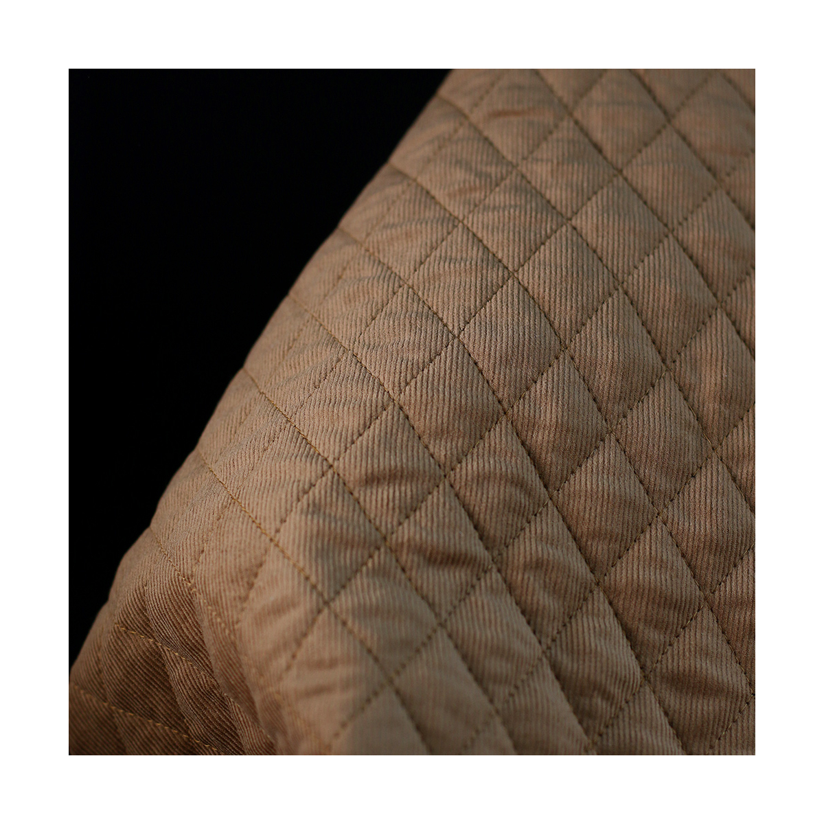 Tissu matelassé velours milleraies coton organique camel