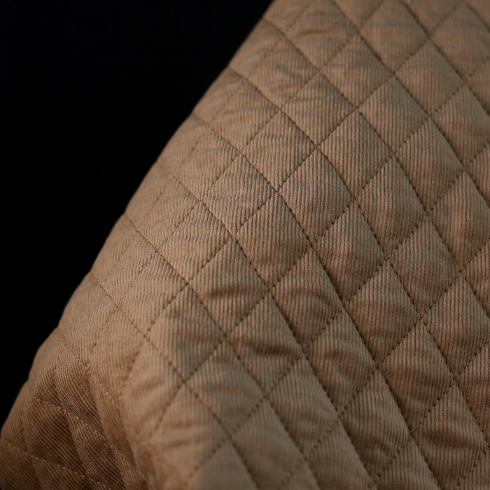 Tissu matelassé velours milleraies coton organique camel