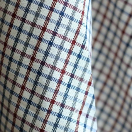 Stanley - Coton gratté organique carreaux écru bordeaux et bleu