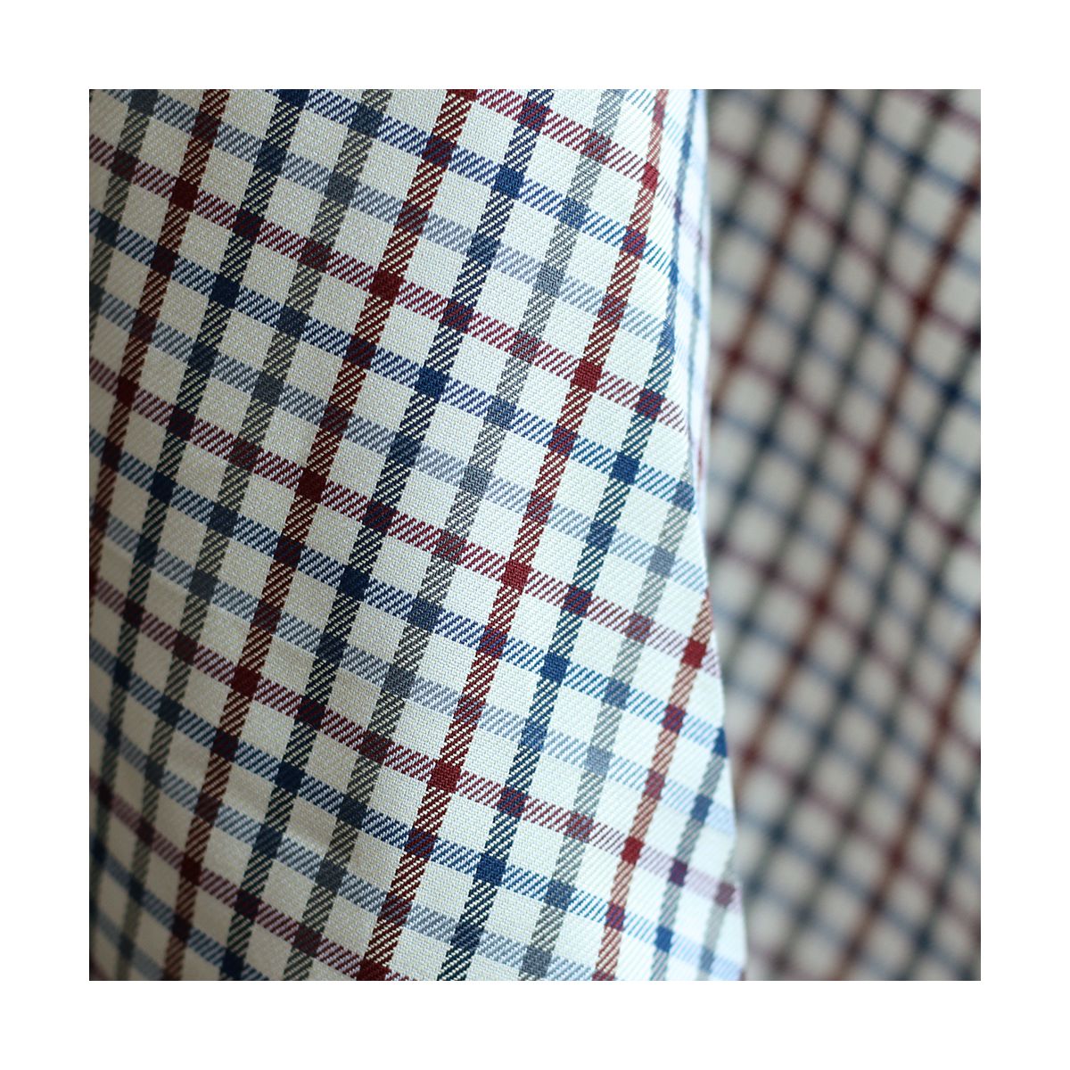 Stanley - Coton gratté organique carreaux écru bordeaux et bleu