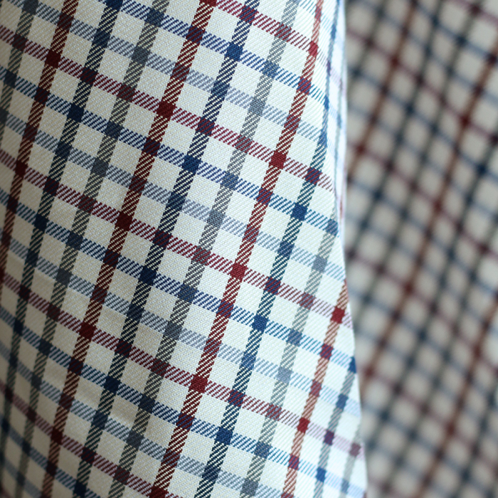 Stanley - Coton gratté organique carreaux écru bordeaux et bleu