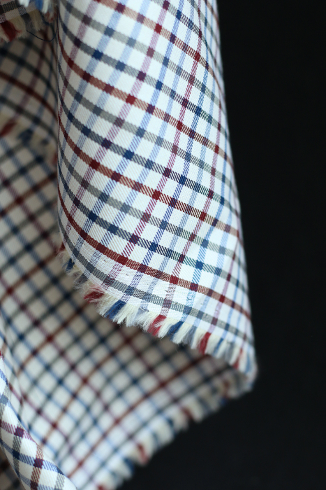 Stanley - Coton gratté organique carreaux écru bordeaux et bleu