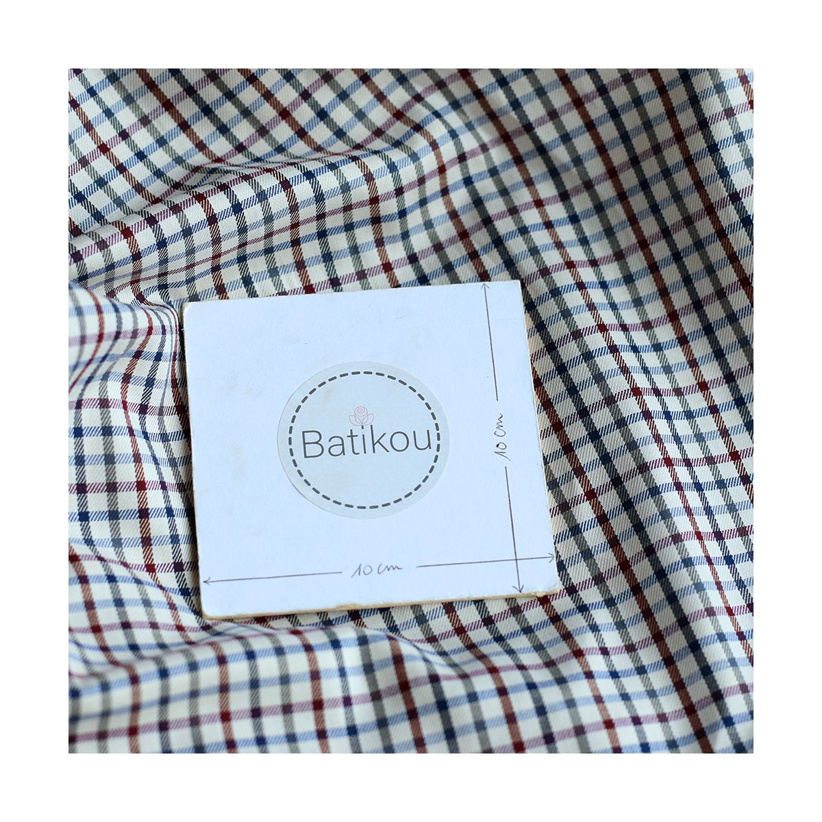 Stanley - Coton gratté organique carreaux écru bordeaux et bleu