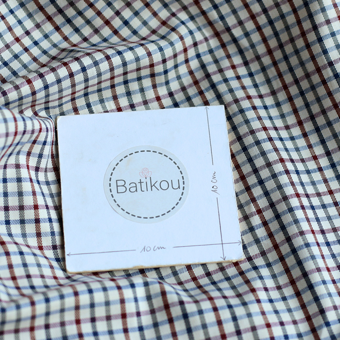 Stanley - Coton gratté organique carreaux écru bordeaux et bleu