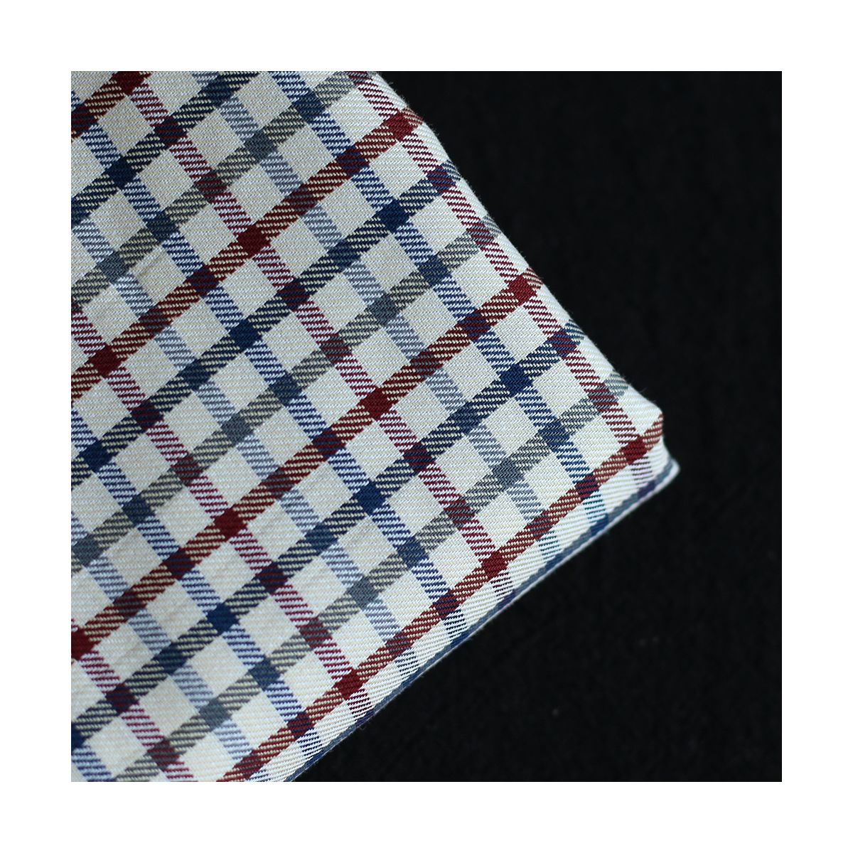 Stanley - Coton gratté organique carreaux écru bordeaux et bleu