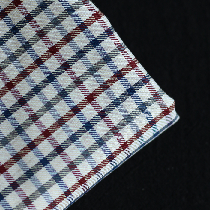 Stanley - Coton gratté organique carreaux écru bordeaux et bleu