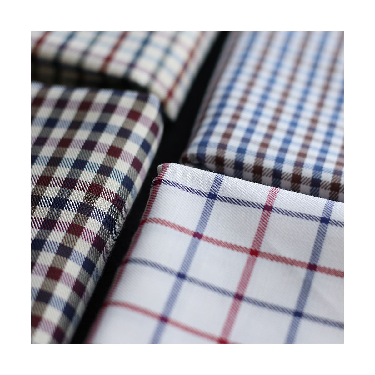 Stanley - Coton gratté organique carreaux écru bordeaux et bleu