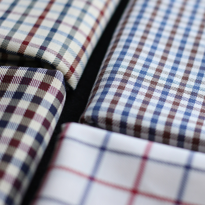 Stanley - Coton gratté organique carreaux écru bordeaux et bleu