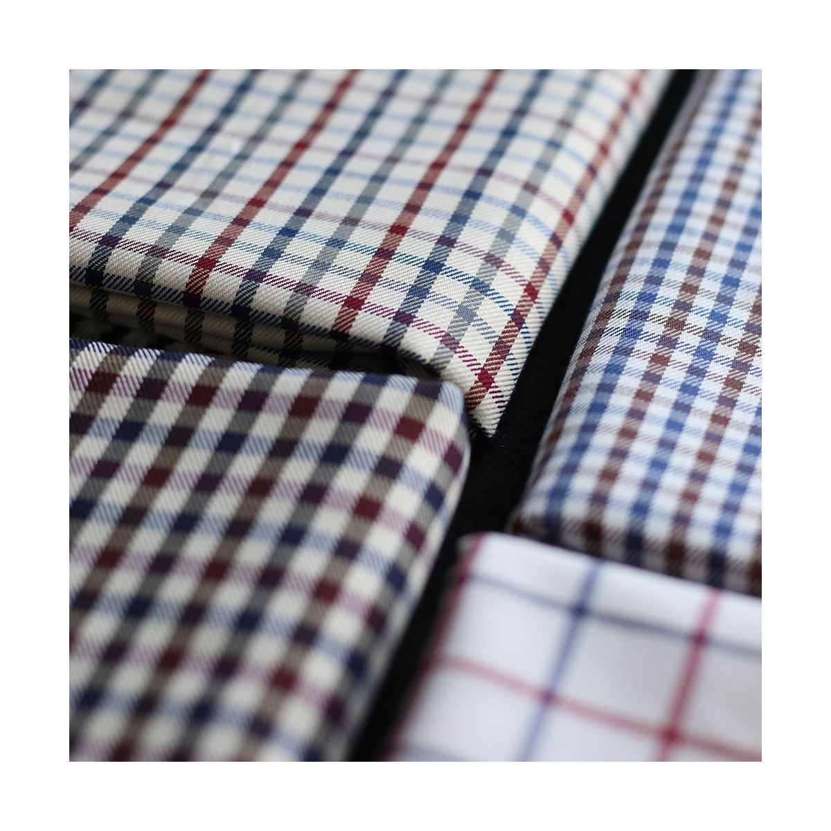 Stanley - Coton gratté organique carreaux écru bordeaux et bleu