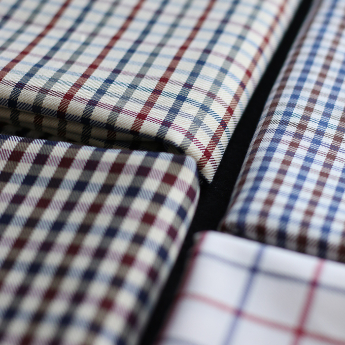 Stanley - Coton gratté organique carreaux écru bordeaux et bleu