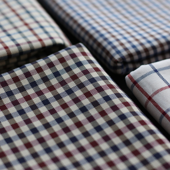 Stanley - Coton gratté organique carreaux écru bordeaux et bleu