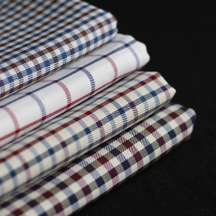 Stanley - Coton gratté organique carreaux écru bordeaux et bleu