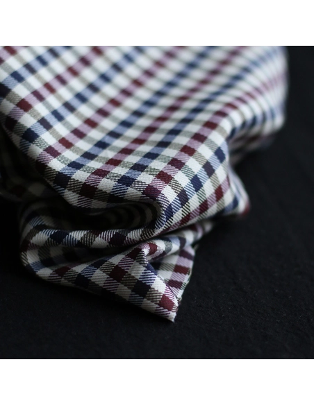 Clifford - Coton gratté organique vichy écru bordeaux et bleu