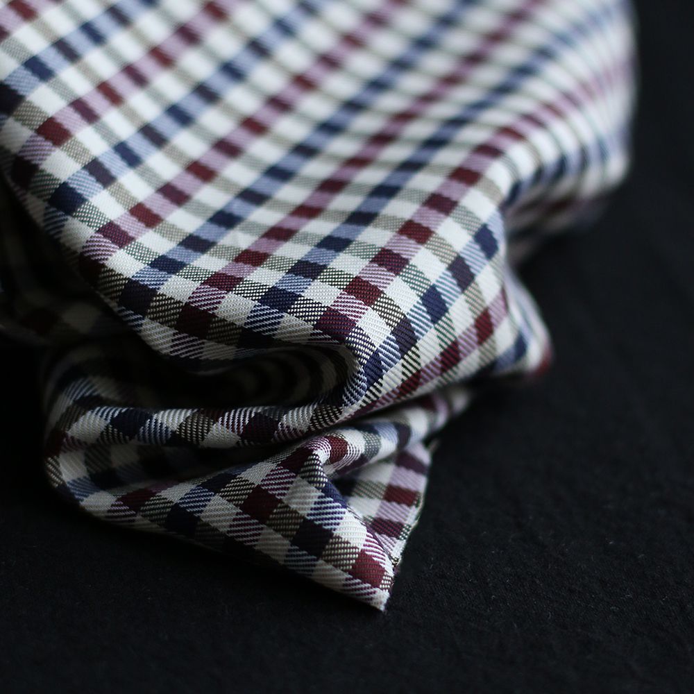 Clifford - Coton gratté organique vichy écru bordeaux et bleu