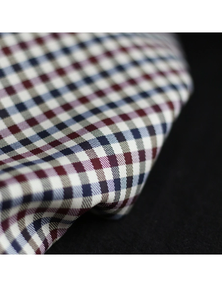 Clifford - Coton gratté organique vichy écru bordeaux et bleu