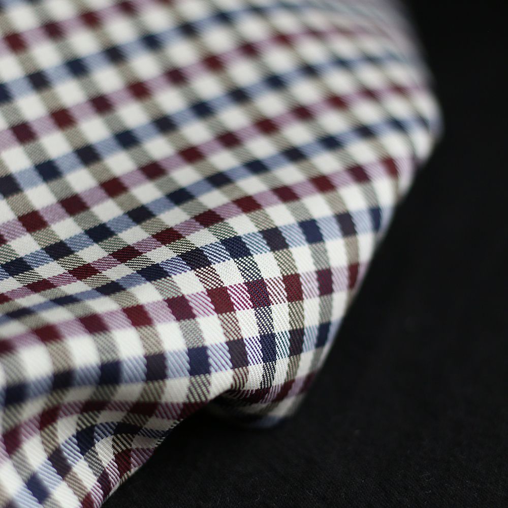 Clifford - Coton gratté organique vichy écru bordeaux et bleu