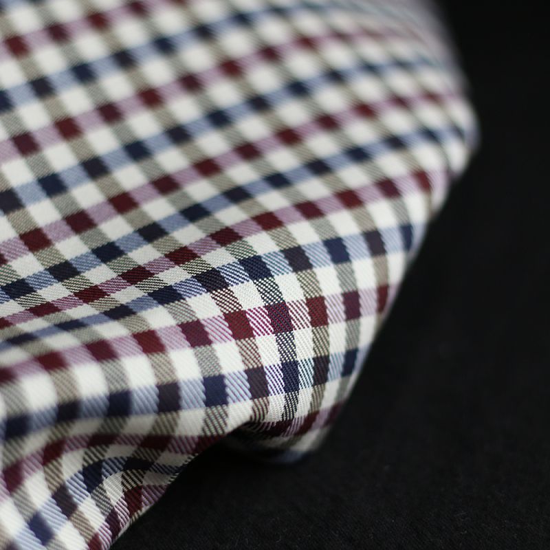 Clifford - Coton gratté organique vichy écru bordeaux et bleu