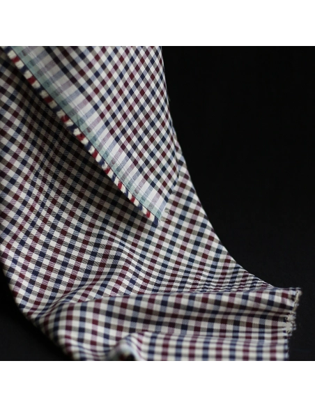 Clifford - Coton gratté organique vichy écru bordeaux et bleu