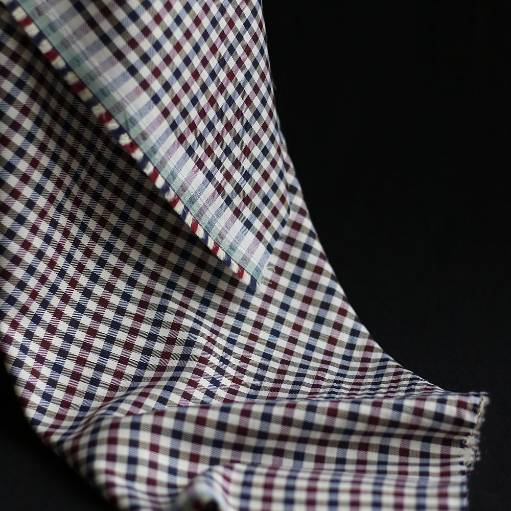 Clifford - Coton gratté organique vichy écru bordeaux et bleu