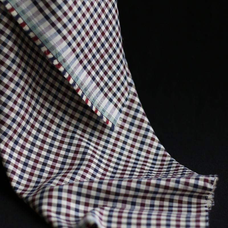 Clifford - Coton gratté organique vichy écru bordeaux et bleu