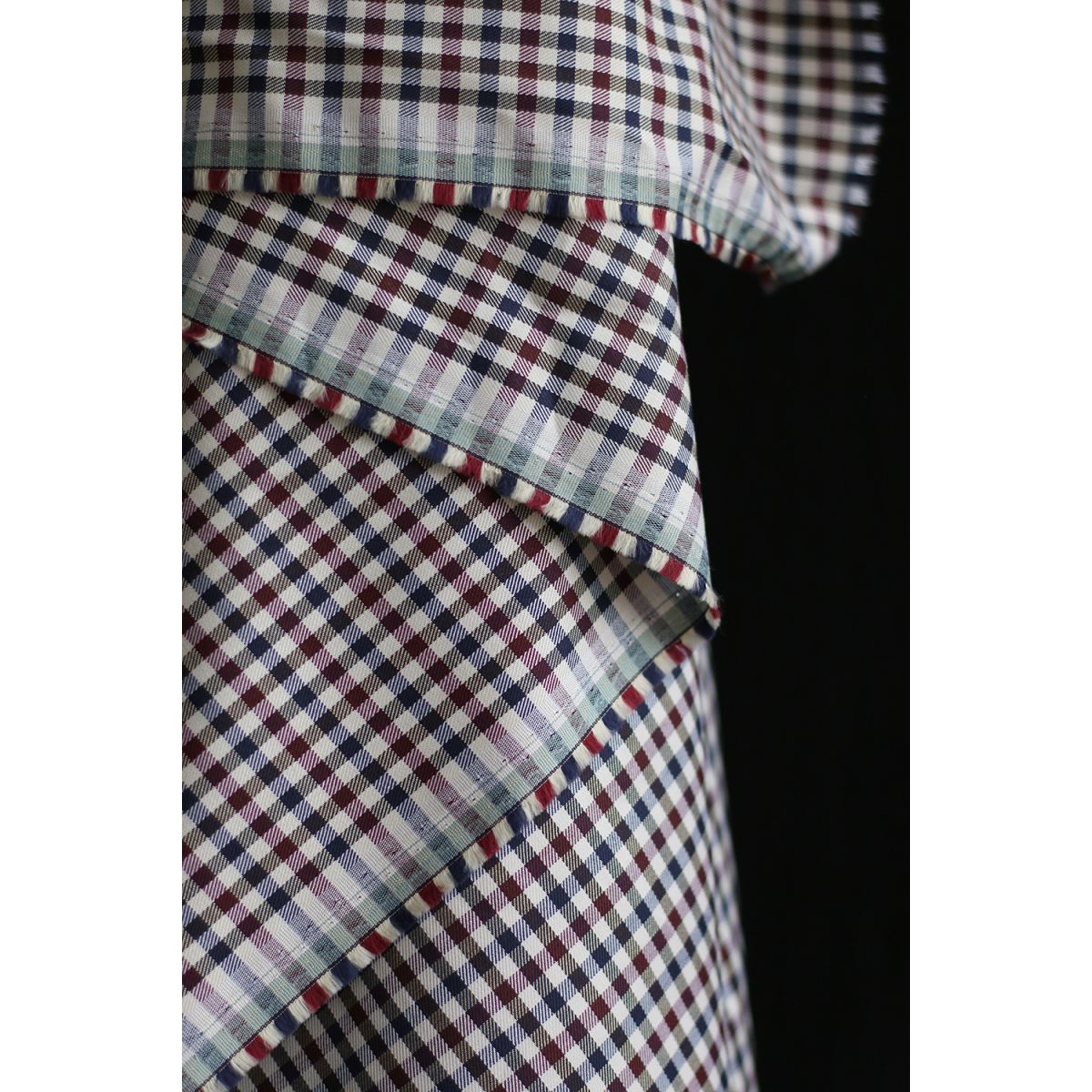 Clifford - Coton gratté organique vichy écru bordeaux et bleu