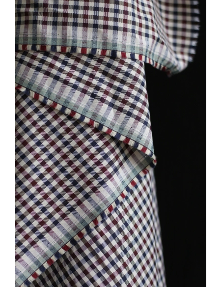 Clifford - Coton gratté organique vichy écru bordeaux et bleu