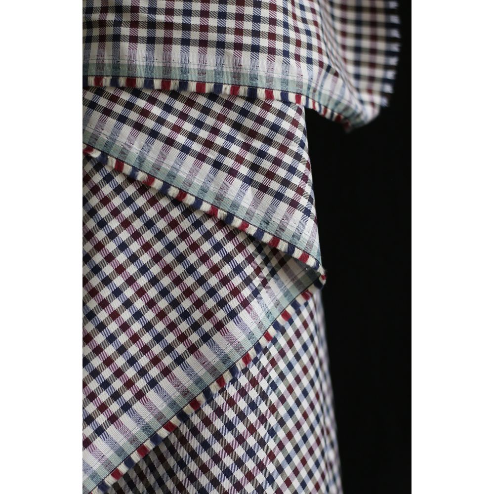 Clifford - Coton gratté organique vichy écru bordeaux et bleu