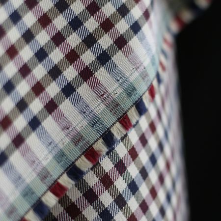 Clifford - Coton gratté organique vichy écru bordeaux et bleu