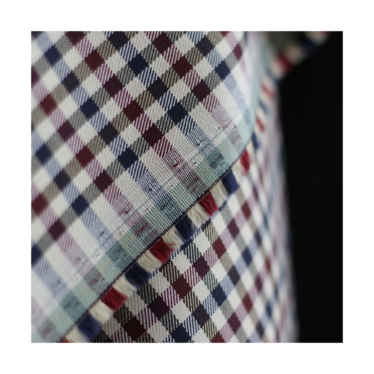 Clifford - Coton gratté organique vichy écru bordeaux et bleu