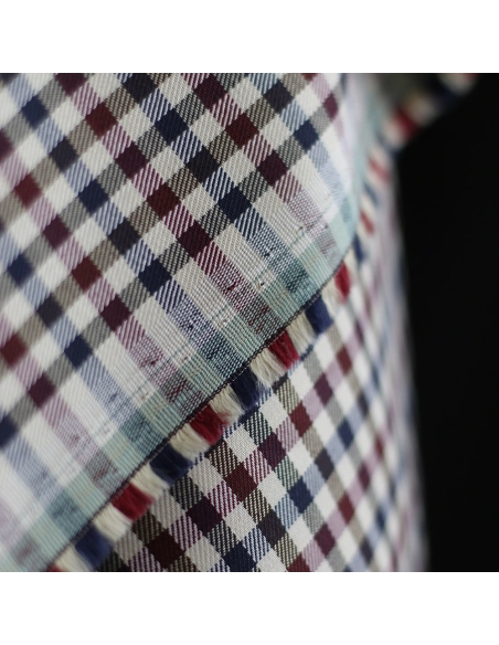 Clifford - Coton gratté organique vichy écru bordeaux et bleu