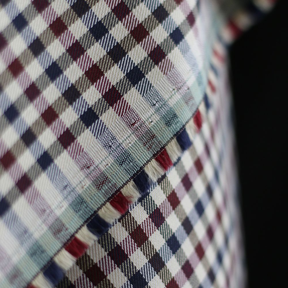 Clifford - Coton gratté organique vichy écru bordeaux et bleu