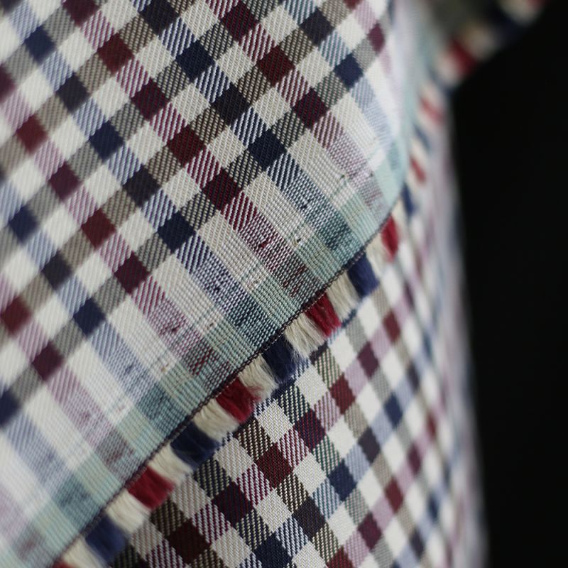 Clifford - Coton gratté organique vichy écru bordeaux et bleu