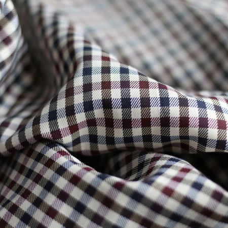 Clifford - Coton gratté organique vichy écru bordeaux et bleu