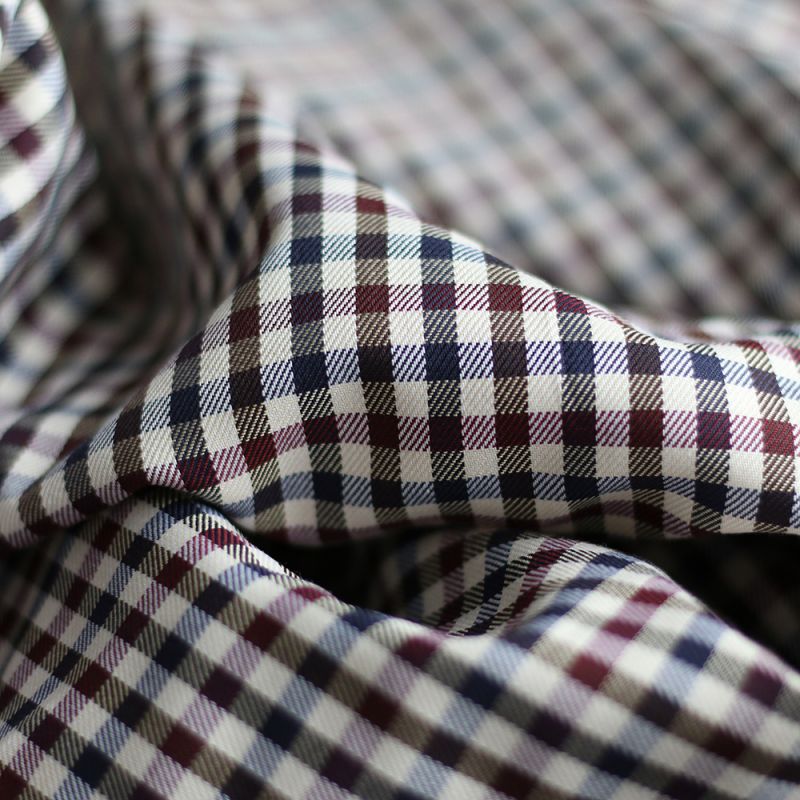 Clifford - Coton gratté organique vichy écru bordeaux et bleu