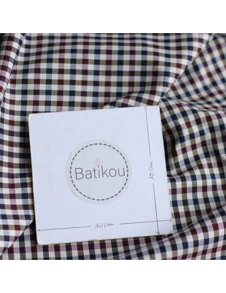 Clifford - Coton gratté organique vichy écru bordeaux et bleu