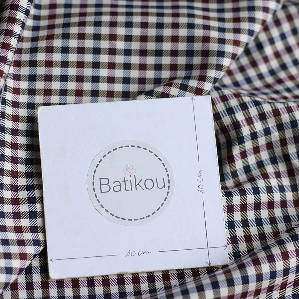 Clifford - Coton gratté organique vichy écru bordeaux et bleu