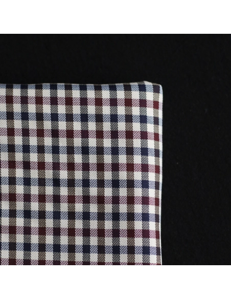 Clifford - Coton gratté organique vichy écru bordeaux et bleu