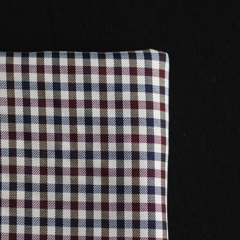 Clifford - Coton gratté organique vichy écru bordeaux et bleu