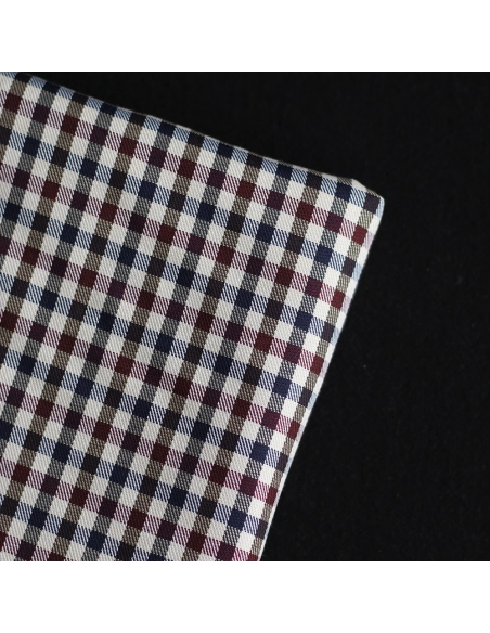 Clifford - Coton gratté organique vichy écru bordeaux et bleu