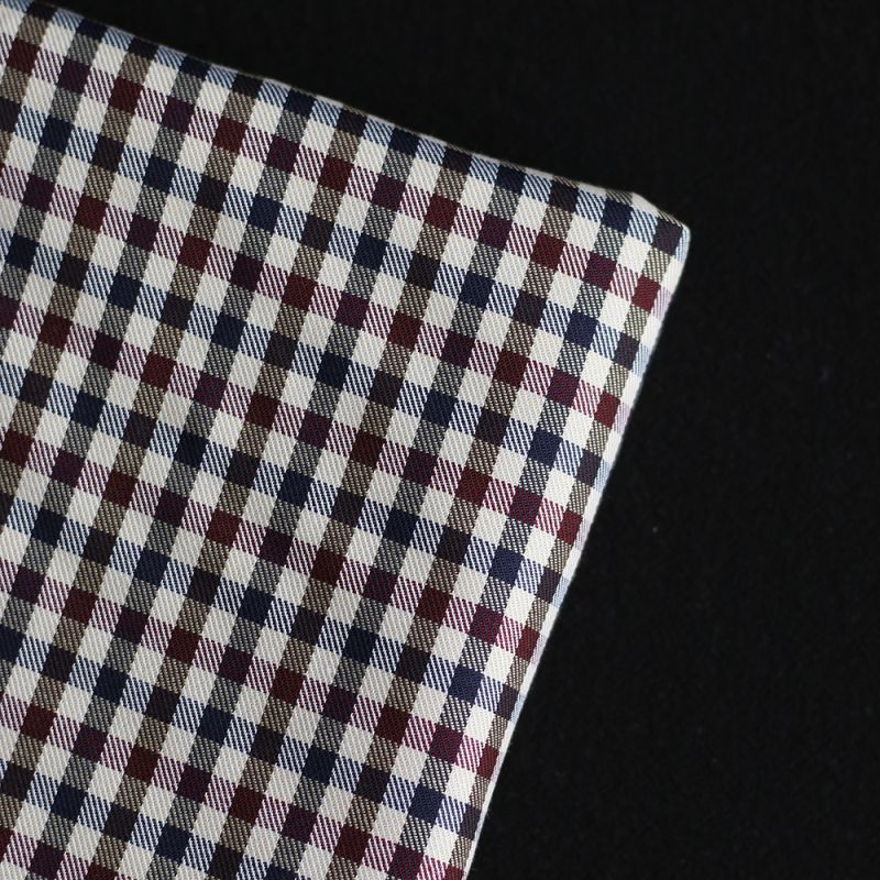 Clifford - Coton gratté organique vichy écru bordeaux et bleu