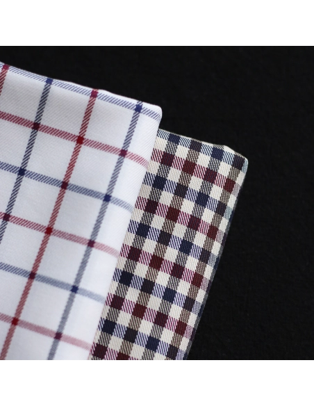 Clifford - Coton gratté organique vichy écru bordeaux et bleu