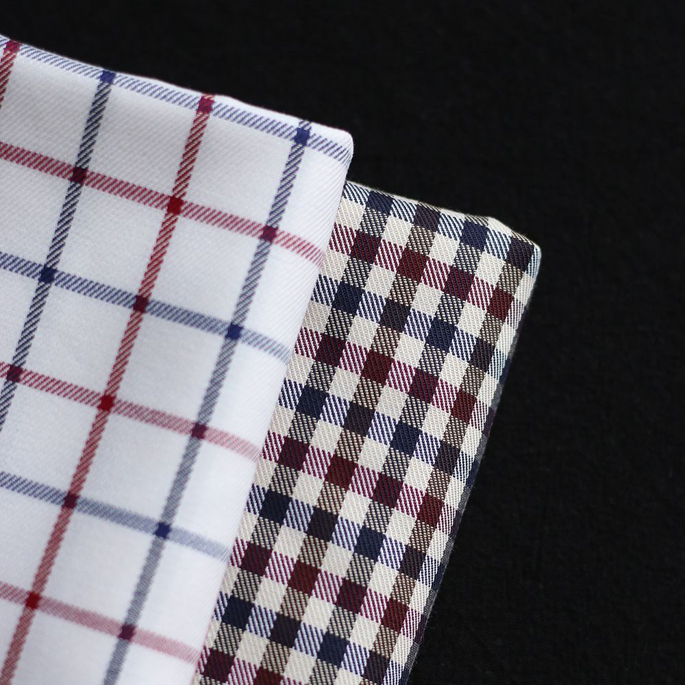 Clifford - Coton gratté organique vichy écru bordeaux et bleu