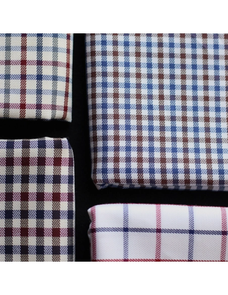 Clifford - Coton gratté organique vichy écru bordeaux et bleu