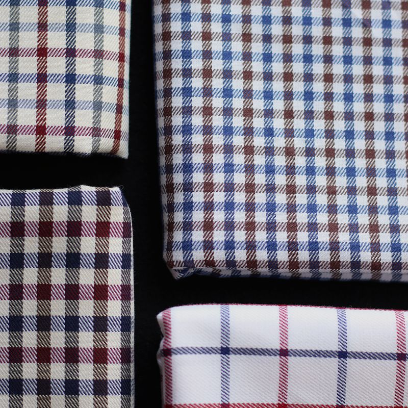 Clifford - Coton gratté organique vichy écru bordeaux et bleu