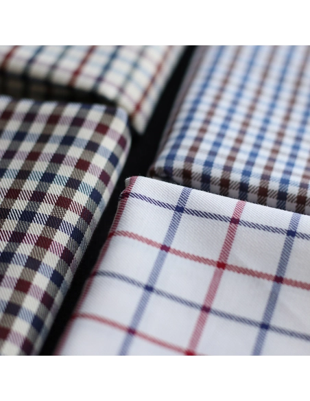 Clifford - Coton gratté organique vichy écru bordeaux et bleu