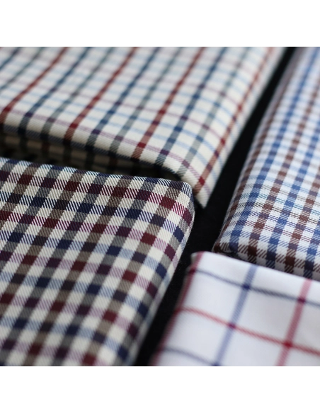 Clifford - Coton gratté organique vichy écru bordeaux et bleu