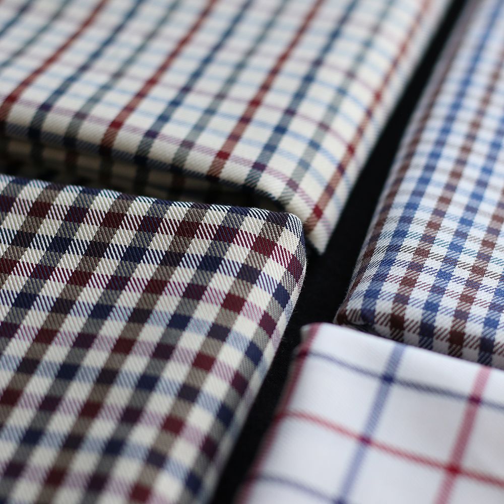 Clifford - Coton gratté organique vichy écru bordeaux et bleu