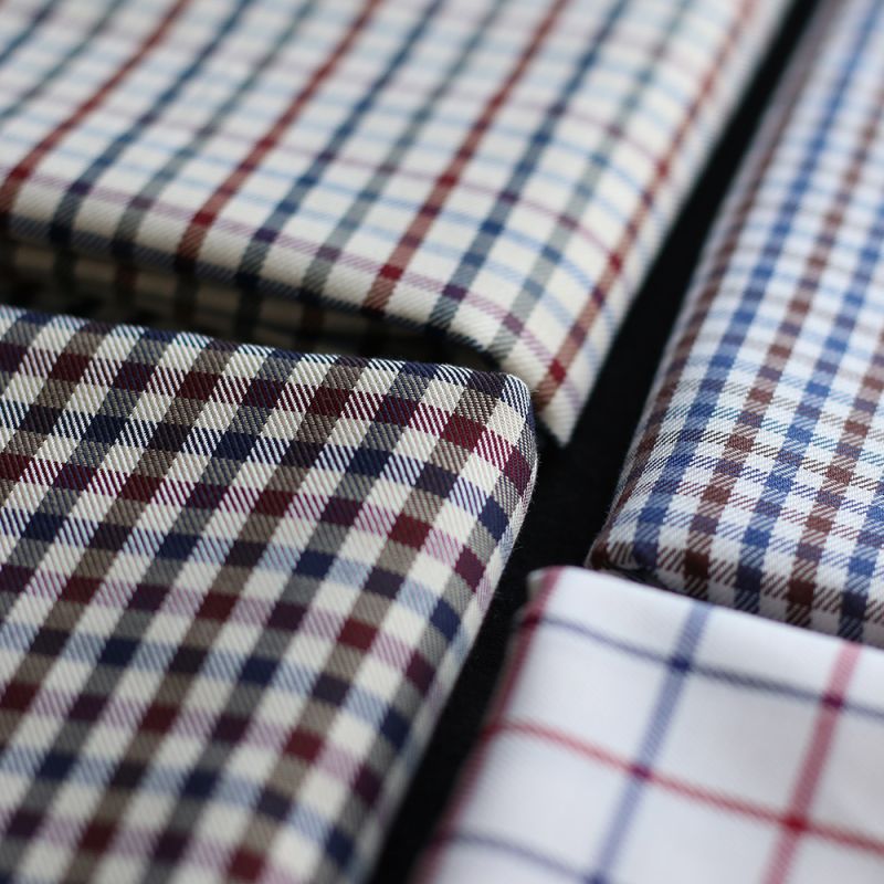 Clifford - Coton gratté organique vichy écru bordeaux et bleu