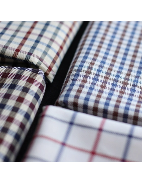 Clifford - Coton gratté organique vichy écru bordeaux et bleu